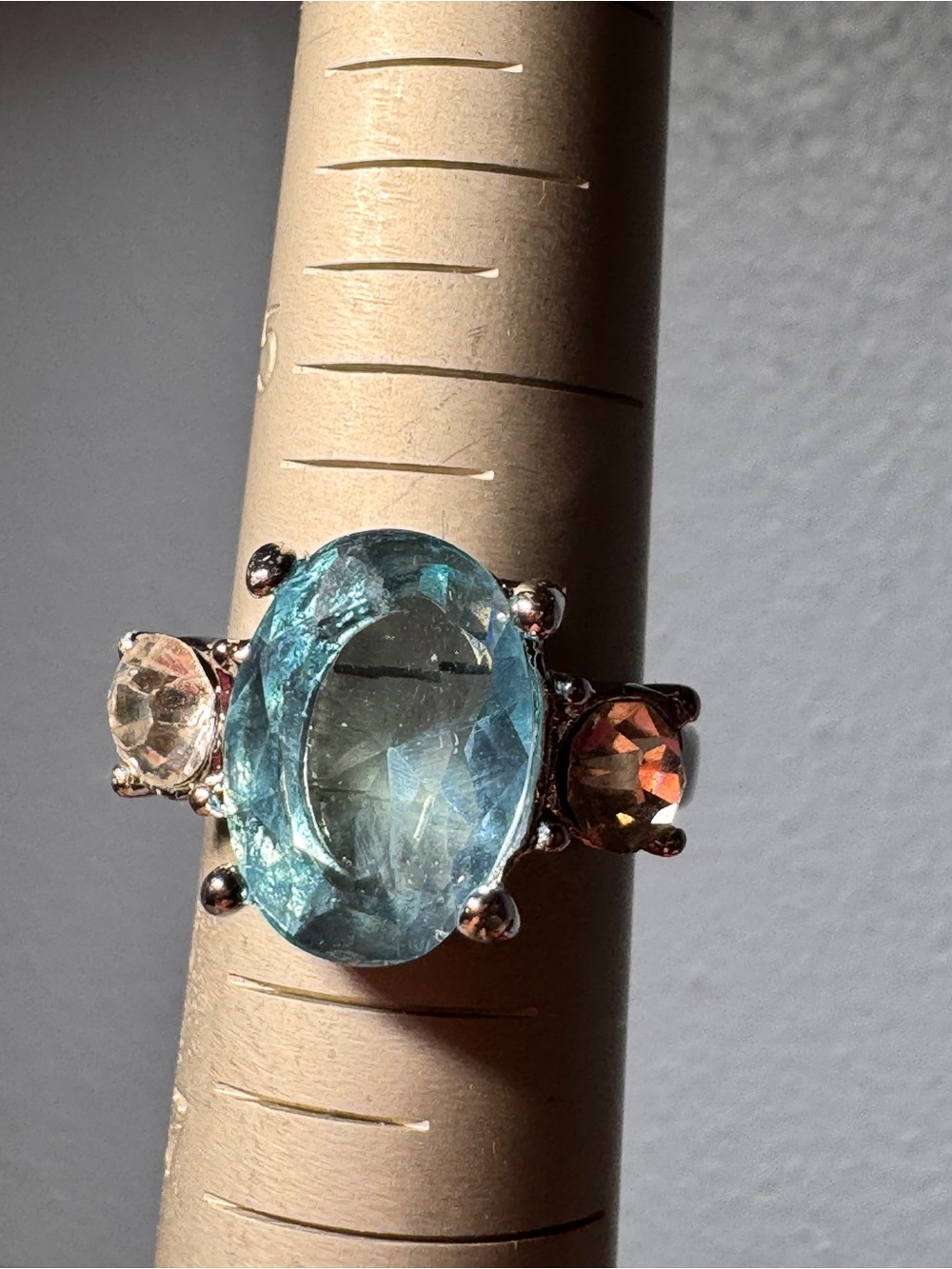 Three-Stone Blue Topaz and Accent Gemstone Ring size 6